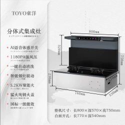 東洋 日本）分体式集成灶大吸力油烟机猛火纯电双灶顶部保温