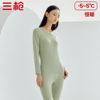三枪 秋衣秋裤男套装暖煦棉保暖内衣女情侣款抗菌防螨 荞麦绿 XL