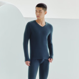 三枪 暖煦棉抗菌防螨 V领秋衣秋裤套装 午夜蓝 XL