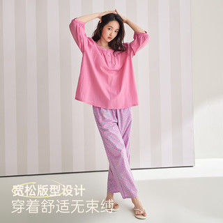 安之伴 100%纯棉 莲红 M 女士家居服套装