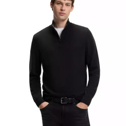 HUGO BOSS Men's Wool-Cashmere Zip-Neck Regular-Fit Sweater