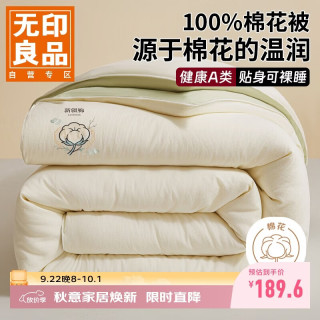 无印良品 A类100%新疆纯棉花被子四季通用2x2.3米6斤被芯双人棉被