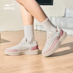 鸿星尔克 趣玩女板鞋春季新款小白鞋休闲鞋百搭厚底舒适革面运动鞋