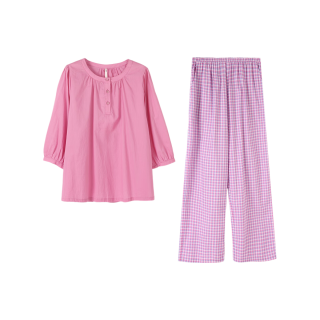 安之伴 100%纯棉 莲红 M 女士家居服套装