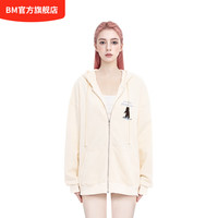BLACK MARKET SKATEBOARD BM小熊卫衣女2026新款爆款春秋季美式复古连帽bm外套oversize卫衣 米白 均码