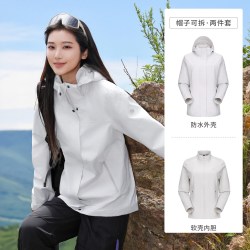 骆驼 [软壳内胆]骆驼旅行家冲锋衣Lite三合一外套女2026新款防水登山服