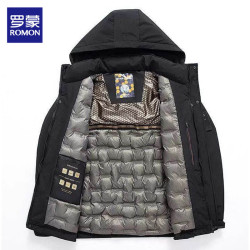 罗蒙 反季节男士加绒加厚羽绒服棉服