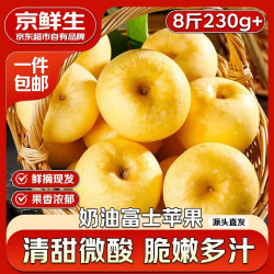 京鲜生 山东奶油富士苹果净重8斤单果170g新鲜水果 源头直发 奶油富士净重8斤单果170g