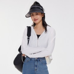 美特斯邦威 休闲防晒衣女款夏季新款宽松连帽纯色冰皮斗篷防晒服