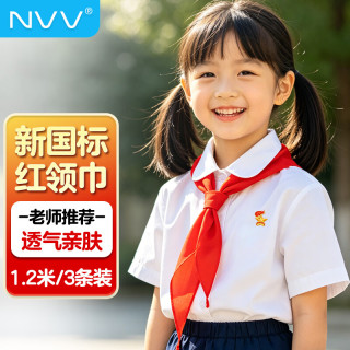 NVV 红领巾一二年级小学生少先队员专用加厚大号1.2米  3条装HD-1203