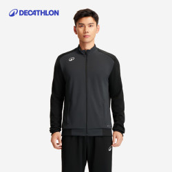 迪卡侬 运动夹克足球训练外套户外跑步服保暖男经典黑M-4283548