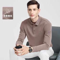 杉杉 桑蚕丝翻领长袖POLO衫