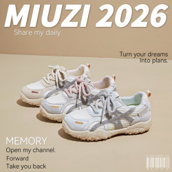 谬姿 MIUZI/谬姿日系春夏冰丝网面内增高阿甘鞋女潮透气休闲厚底德训鞋