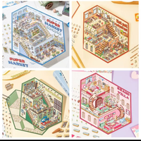 语闲 入梦姑苏造景贴纸微缩场景贴纸3D小屋解压拼贴画