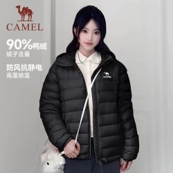骆驼 泡芙羽绒服轻薄款男女26冬季蓬松90鸭绒防风连帽运动面包服男