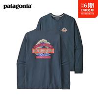 户外徒步：巴塔哥尼亚 男士混纺棉轻便海浪logo圆领长袖T恤 Great Waves 37876 SMTB