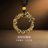 周生生 黄金足金NOIR酷黑系列Ouroboros龙形衔尾蛇颈饰项链90639Z