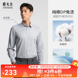 雅戈尔 GLDP16384EJA DP免烫 米灰 37 长袖衬衫