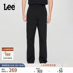 Lee 25春夏舒适直筒Logo织标男日常休闲裤布裤潮流LMB009918204 黑色 33