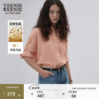 TEENIE WEENIE 亚麻纯色廓形衬衫 浅粉色 S