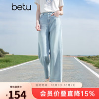 百图 棉感莱赛尔 九分阔腿牛仔裤2505X15