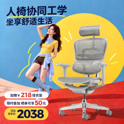 保友办公家具 金豪B 2代 人体工学电脑椅 银白色 美国网款