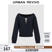 UR UR2026秋季新款女装休闲简约百搭大圆领长袖T恤UWH460136+ 藏青 M