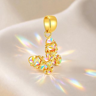 潮宏基 彩虹金幻彩八芒星黄金吊坠