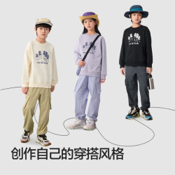 巴拉巴拉 童装儿童长袖卫衣男童女童春秋装圆领宽松舒适上衣时尚户外百搭潮 粉紫70013