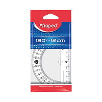 Maped 146134CH 透明塑料 12cm半圆量角器直尺两用