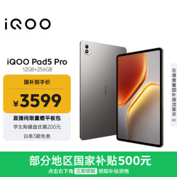 iQOO Pad5 Pro 13.0英寸 Android 平板电脑 (3096*2064‌、天玑 9400+、12GB、256GB、WiFi版、灰晶)