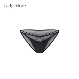 LADYALLURE 「LA」隙影迭香｜网纱细带纯欲蕾丝蝴蝶结低腰高开叉女士性感内裤