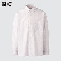 优衣库 合作款宽松条纹长袖衬衫 浅紫色 4XL