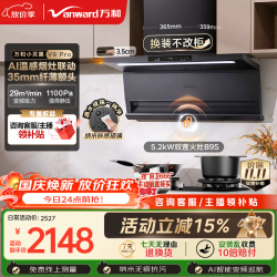 万和 顶侧双吸抽排家用29风量5.2KW燃气灶具V9Pro+B9S(天然气)