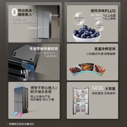 博世 十字门一级503L冰箱清风净味大容量家用0.4cm安心平嵌入EB97C