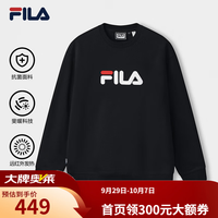 斐乐 官方情侣款套头卫衣2025冬季新款时尚休闲加绒针织上衣 正黑色-BK XS 160/84A/XS