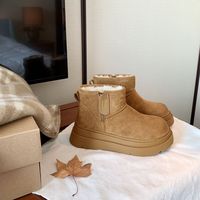 SheII 小耳朵~加绒厚底小矮筒羊毛毛短靴女雪地靴冬季E4421307