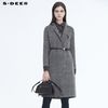 S.DEER S·DEER圣迪奥女装时尚牛仔拼接收腰假两件毛呢大衣S20481802