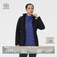 户外徒步：KOLON SPORT 羽绒三合一夹克 女子防风透湿户外冲锋衣2级 LKJK5WNT12-BK 黑色 M 165/88A