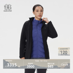 KOLON SPORT 羽绒三合一夹克 女子防风透湿户外冲锋衣2级 LKJK5WNT12-BK 黑色 L 170/92A