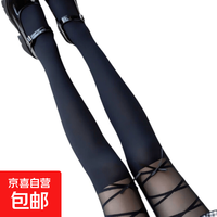 宝娜斯居家 四季款JK奶白丝连裤袜日系甜美Lolita假大腿绑带设计ins风 黑色 均码