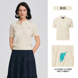 POLOWALK 绞花修身 女士针织衫