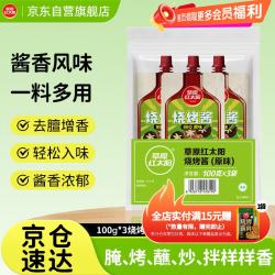 草原红太阳 烧烤酱 原味烤肉酱烧烤料100g*3袋淄博烧烤体验地合作烧烤料