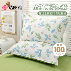 洁丽雅 枕套全棉一对装枕头套用枕芯套成人家用一对装 花样年华48*74cm