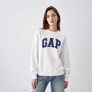 Gap 盖璞 女装 Logo刺绣圆领卫衣 白色 L码