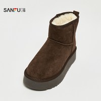三福 复古加绒厚底中筒 女士雪地靴