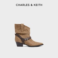 CHARLES & KEITH CHARLES&KEITH26秋新款CK1-90920171复古尖头高跟铆钉西部靴短靴