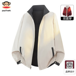 大嘴猴 羽绒服男冬季新款双面穿外套男情侣外套男士上衣 黑色 2XL