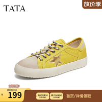 他她 女鞋2026秋季帆布鞋运动时尚休闲鞋透气板鞋女CSB01CM6 黄/杏