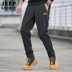 JEEP SPIRIT 吉普运动裤男春秋季休闲裤宽松冲锋长裤户外长裤男装 黑色 3XL